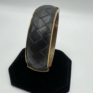 Joan Rivers Gold & Black Leather Bracelet